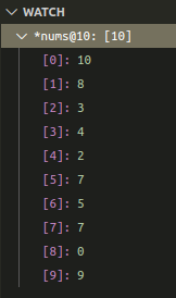 Shortcut of viewing array elements during
debug